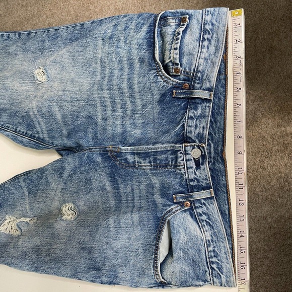 Levis 501 Button Fly Jeans Distressed Acid Wash - Picture 10 of 12